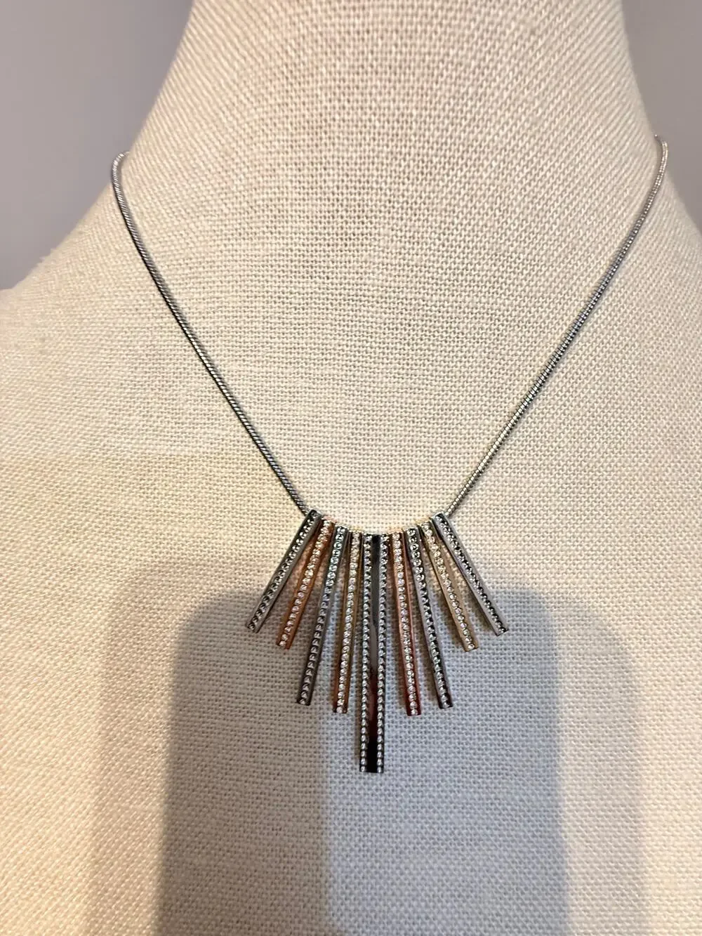 Vintage NOS The Limited Rhinestone Fan Necklace 16”
